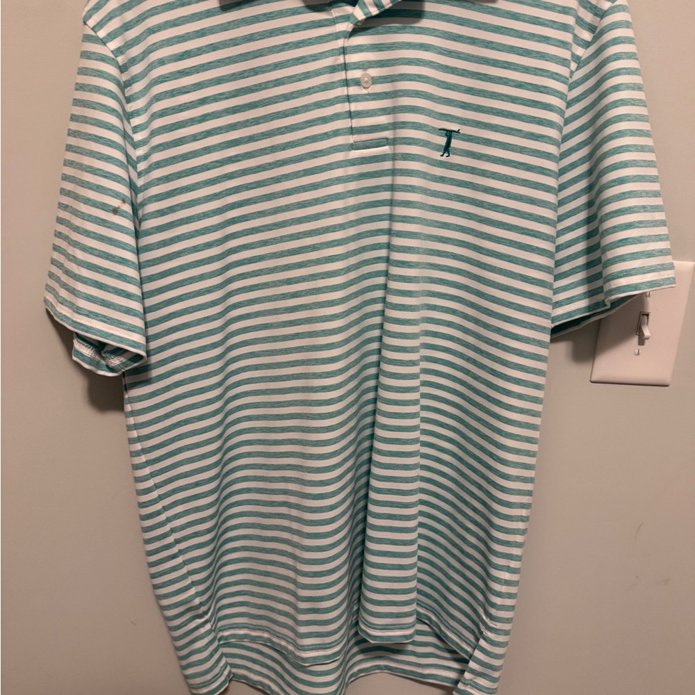 Classic Blue and White Striped Polo Shirt